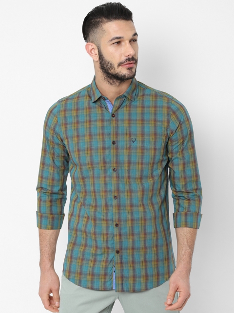 

Allen Solly Men Green & Yellow Slim Fit Checked Casual Shirt