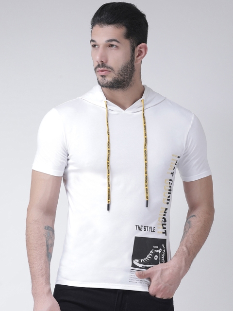 

Rex Straut Jeans Men White Printed Hood T-shirt