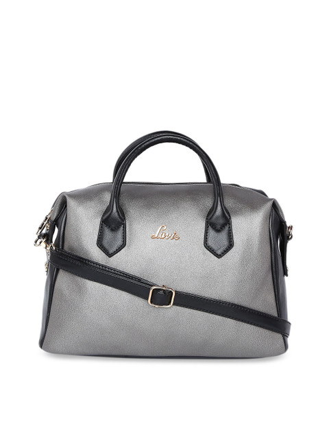 

Lavie Silver-Toned & Black Colourblocked Handheld Bag