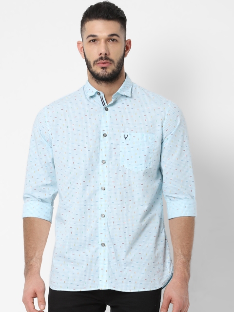 

Allen Solly Men Turquoise Blue & Red Slim Fit Printed Casual Shirt