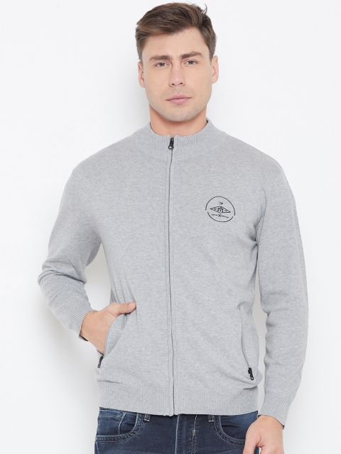 

Duke Men Grey Solid Woolen Front-Open Sweater