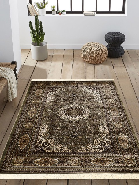 

PRESTO Green & Beige Printed Anti-Skid Carpet