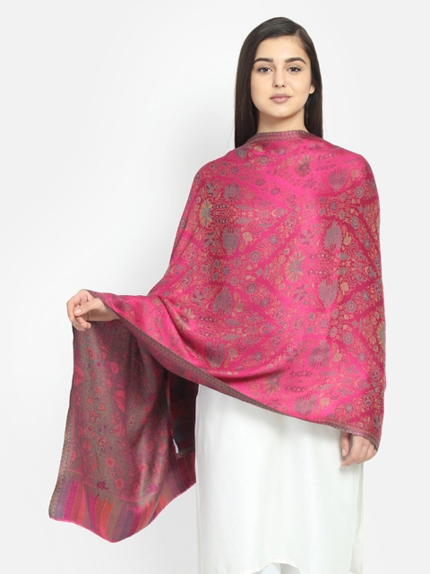 

Anekaant Women Pink & Grey Woven Design Shawl, Fuchsia