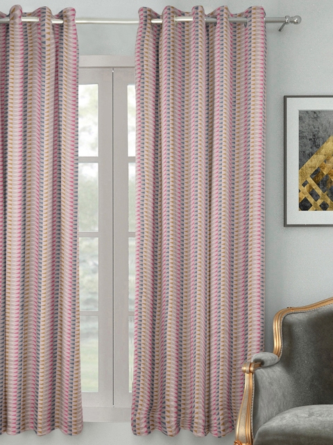 

HOUZZCODE Pink Printed Single Curtain