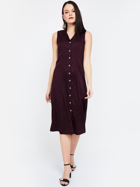 

CODE by Lifestyle Women Burgundy Solid Shirt Dress