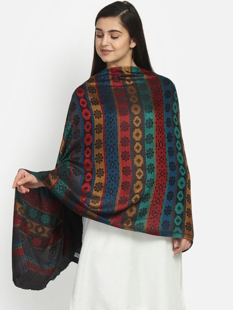 

Anekaant Women Black & Blue Geometric Patterned Shawl, Multi
