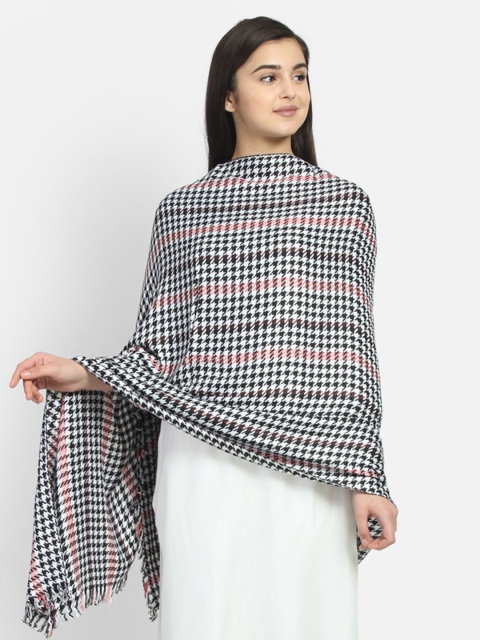 

Anekaant Women Black & White Woven Design Stole