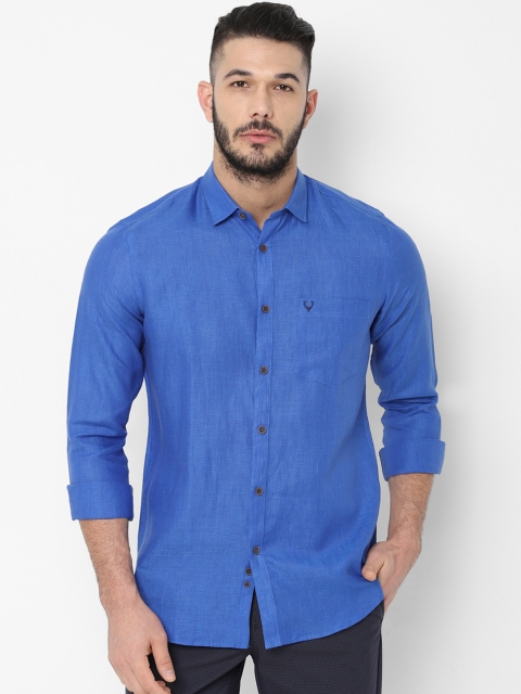 

Allen Solly Men Blue Slim Fit Solid Linen Casual Shirt