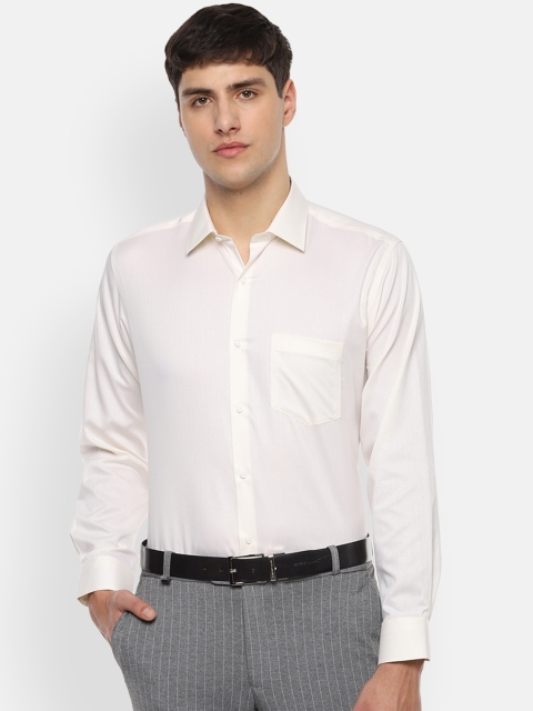 

Van Heusen Men Cream-Coloured Regular Fit Solid Formal Shirt