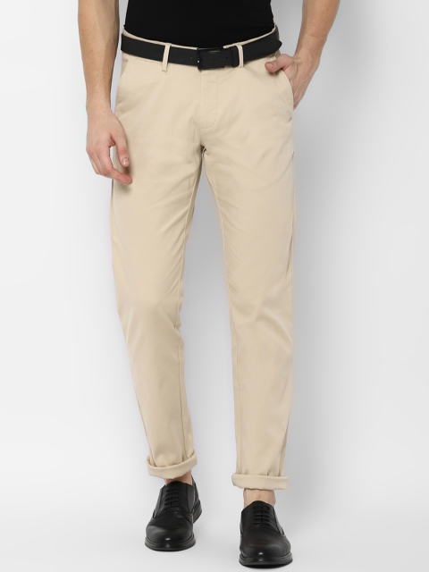 

Allen Solly Men Beige Slim Fit Self Design Regular Trousers