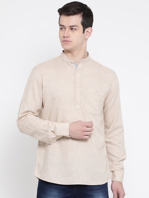 

Crimsoune Club Men Beige Standard Slim Fit Self Design Casual Shirt