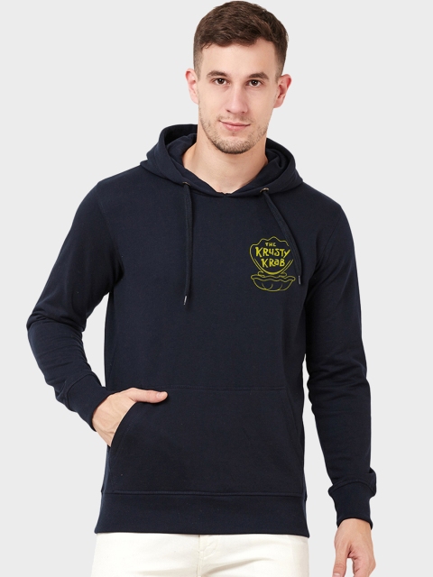 

Free Authority Men Navy Blue Printed Hooded Sweatshirt