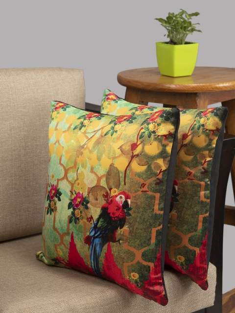 

HOUZZCODE Multicoloured Set of 2 Floral Square Cushion Covers, Multi