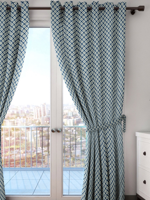 

HOUZZCODE Green Printed Single Curtain
