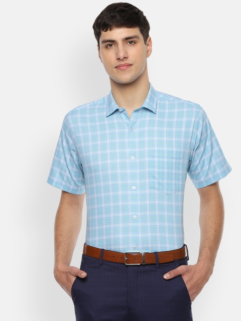 

Van Heusen Men Blue & White Regular Fit Checked Formal Shirt
