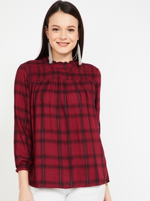 

Fame Forever by Lifestyle Women Maroon Checked A-Line Top