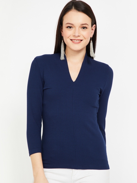 

CODE by Lifestyle Women Navy Blue Solid Top