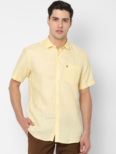

Allen Solly Men Yellow Slim Fit Solid Casual Linen Shirt
