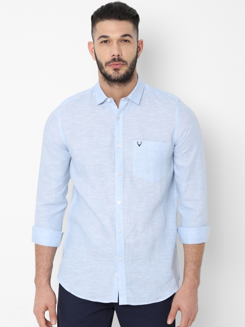 

Allen Solly Men Blue Slim Fit Solid Linen Casual Shirt