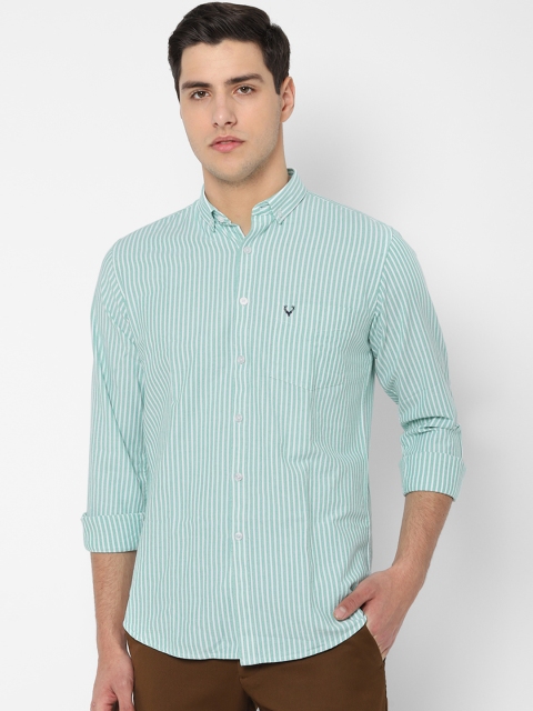 

Allen Solly Men Green Slim Fit Striped Casual Shirt