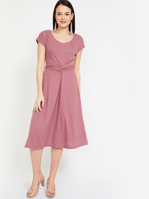 

CODE by Lifestyle Women Pink Self Design Fit and Flare Dress
