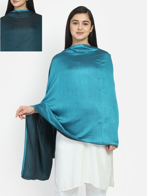 

Anekaant Women Turquoise & Teal Green Solid Reversible Shawl, Turquoise blue