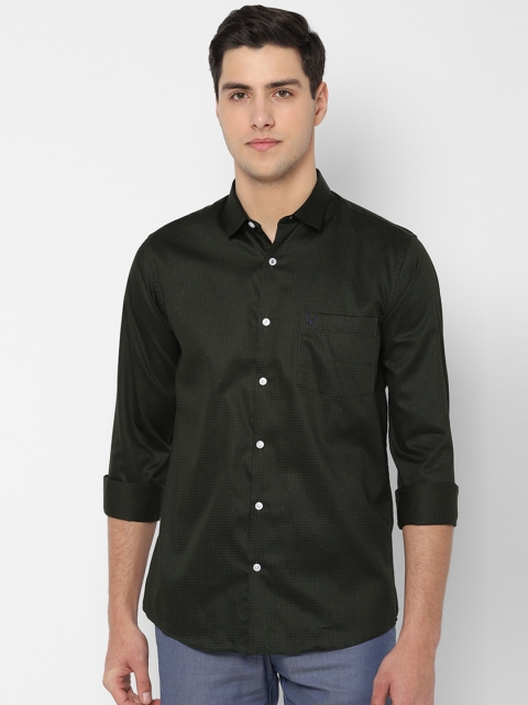 

Allen Solly Men Olive Green Slim Fit Checked Casual Shirt