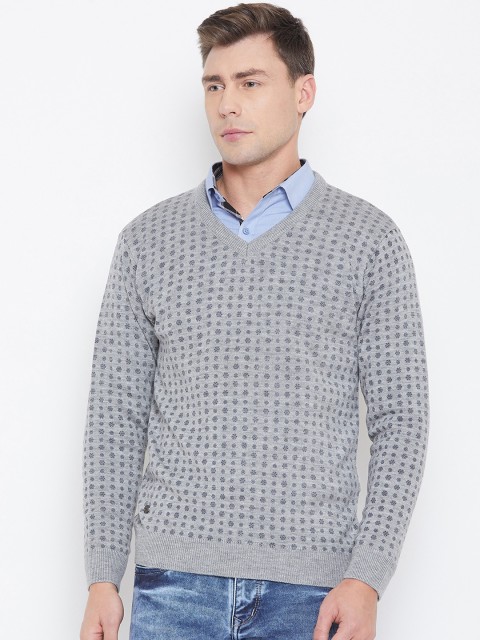 

Duke Men Grey Self Design Woolen Pullover Sweater