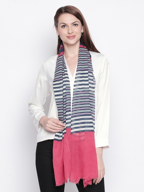

Style Quotient Women Pink & Blue Striped Stole