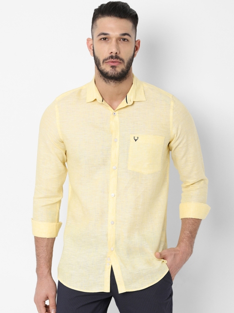 

Allen Solly Men Yellow Slim Fit Solid Linen Casual Shirt