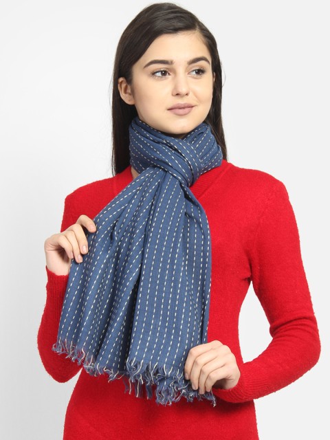 

Anekaant Women Blue & Off-White Woven Design Stole