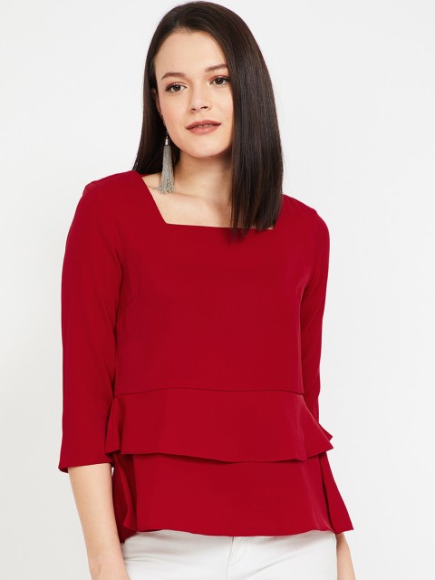 

CODE by Lifestyle Women Red Solid Peplum Top