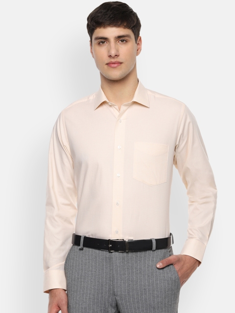 

Van Heusen Men Peach-Coloured & White Regular Fit Checked Formal Shirt
