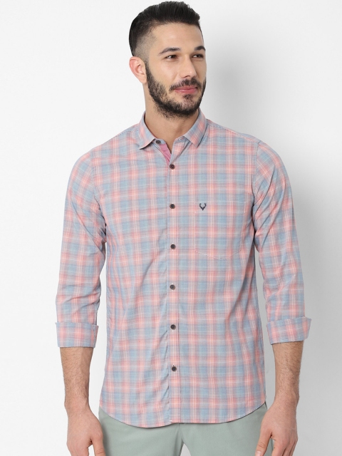 

Allen Solly Men Blue & Orange Slim Fit Checked Casual Shirt