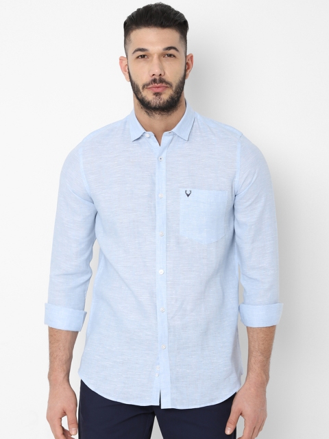 

Allen Solly Men Blue Slim Fit Solid Linen Casual Shirt