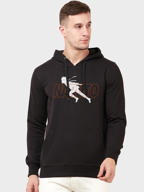 

Free Authority Men Black & White Naruto Printed Hooded Sweatshirt