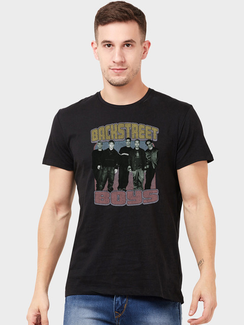 

Free Authority Men Black Backstreet Boys Printed T-shirt