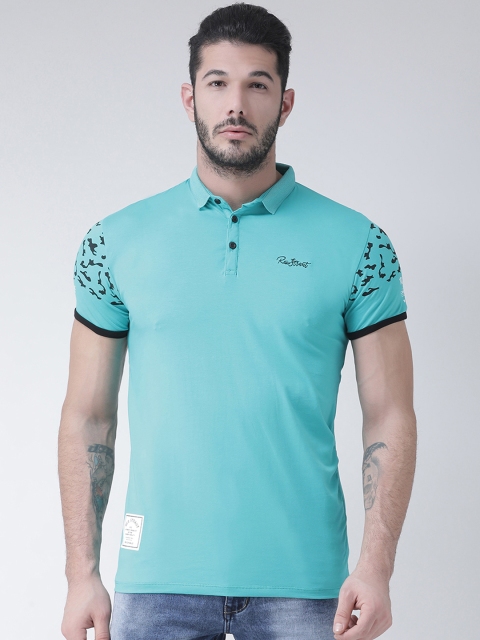 

Rex Straut Jeans Men Blue Printed Polo Collar T-shirt