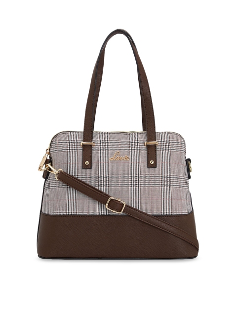 

Lavie Brown & Beige Checked Handheld Bag