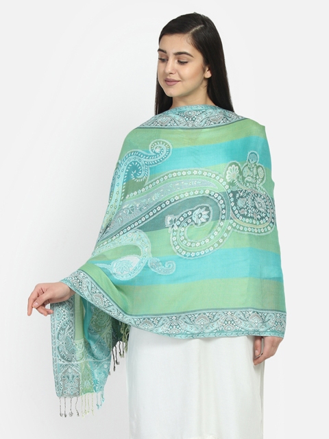 

Anekaant Women Green & Sea Green Printed Shawl