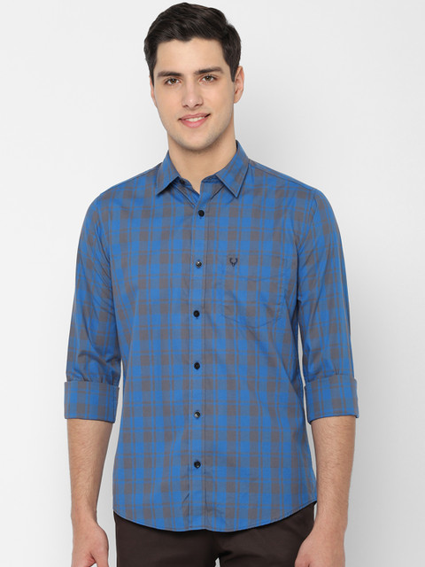 

Allen Solly Men Blue & Grey Slim Fit Checked Casual Shirt