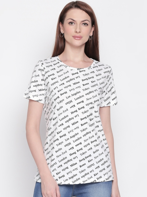 

Honey by Pantaloons Women White Printed Round Neck T-shirt