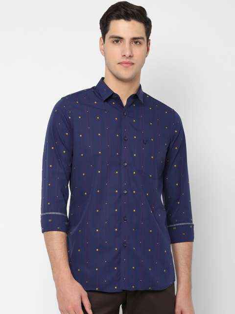 

Allen Solly Men Navy Blue Slim Fit Checked Casual Shirt