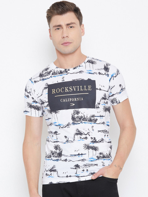 

Duke Men White Printed Round Neck T-shirt
