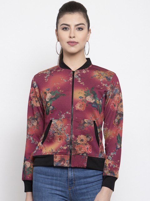 

armure Women Maroon Printed Lightweight Bomber