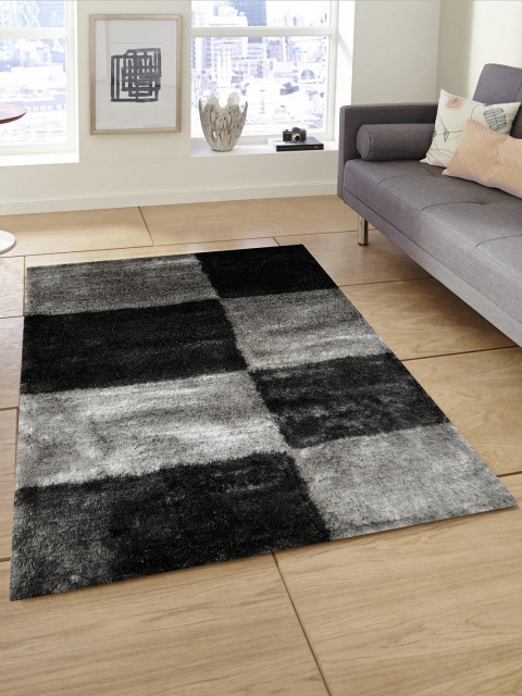 

PRESTO Grey & Black Printed BCF Shaggy Anti-Skid Carpet