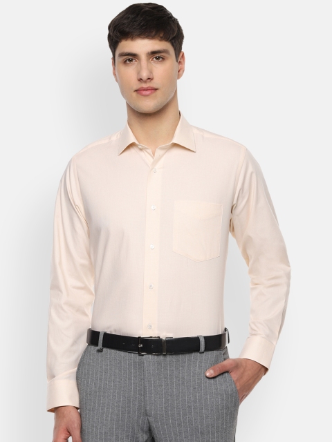 

Van Heusen Men Peach-Coloured & White Regular Fit Checked Formal Shirt