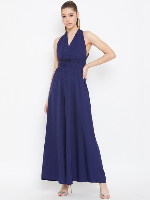 

Berrylush Women Navy Blue Solid Maxi Dress