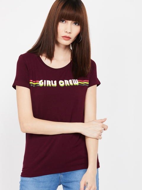 

Fame Forever by Lifestyle Women Burgundy Printed Top