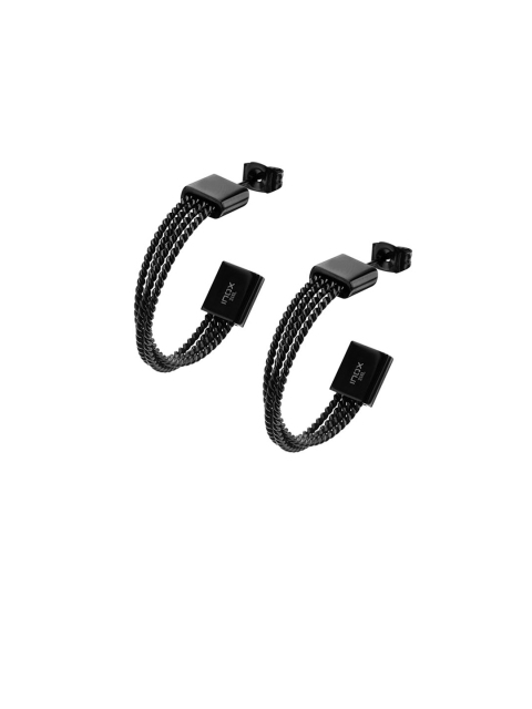 

Inox Jewelry Black Circular Half Hoop Earrings